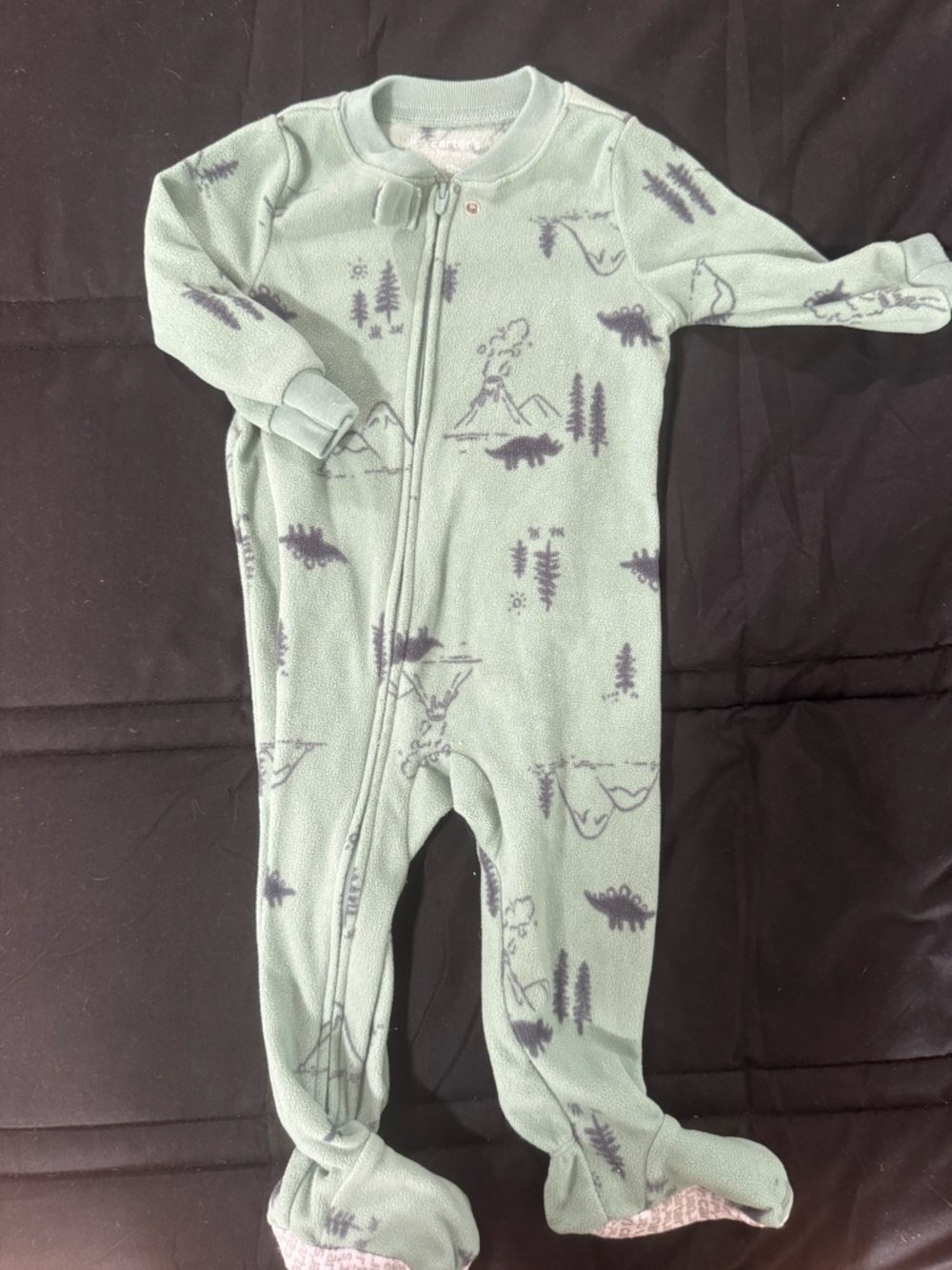 Carter's Mint Green and Navy Dinosaur Print One-Piece